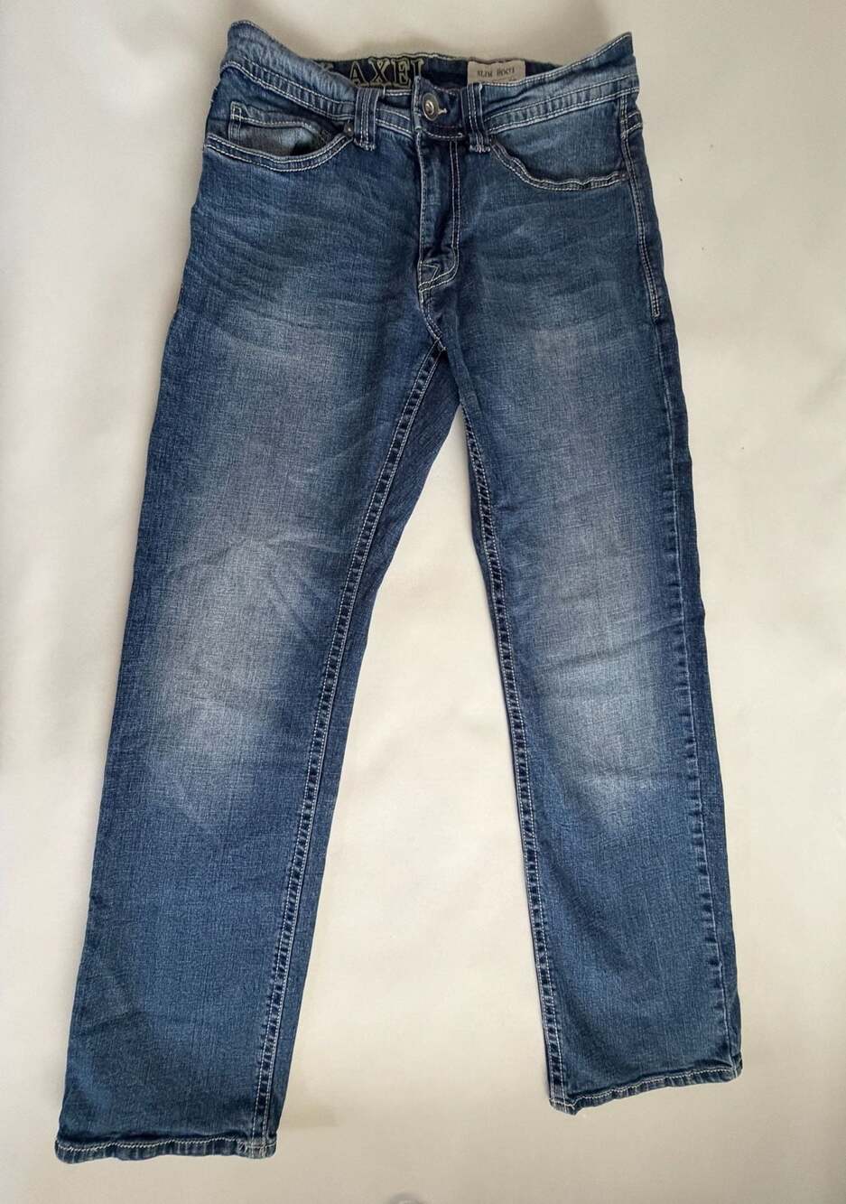 TK Axel Jeans Mens W30xL32 Slim Boot Medium Wash Embroidered Denim